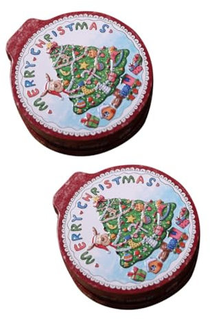 SEWACC 2pezzi Scatola Natalizia Lattina Per Caramelle e Biscotti Barattolo Rotondo Con Motivo Albero Di Natale Contenitore Multiuso Per Feste e Cerimonie Per Matrimonio e Compleanni