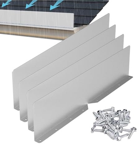 Lot de 4 protections anti-débordement de gouttières - 40 x 9 cm - Tuyau de de pluie - Dévidoir de déviation d'eau de pluie - Protection de gouttière - Dévidoir d'eau pour toits plats en