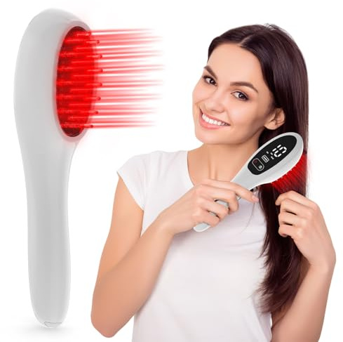 PUPCA Laser Haarwachstum Kamm, FDA Genehmigt 650nm Rotlicht Therapie Bürste mit Laserdioden gegen Haarausfall, Natürlich Haarausfallbehandlung für Frauen und Männer