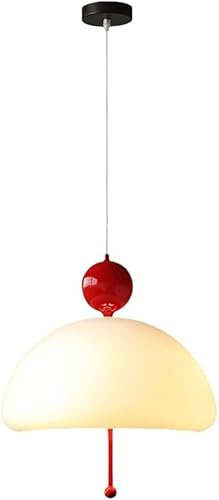 SHGDAIO Modern Nordic Dome Metal Pendant Lamp with Adjustable Cord and E14/E12 Sockets Milk Glass Hanging Chandelier for Farmhouse Kitchen Dining and Living Room (Rojo)