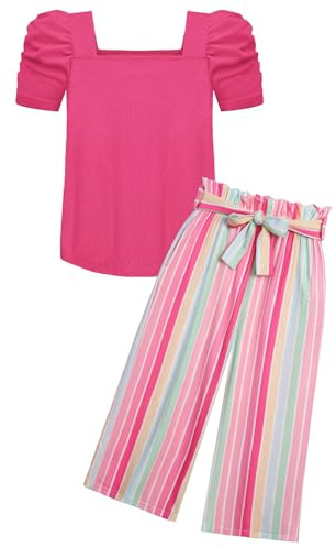 Arshiner Ragazza Set di Abbigliamento Bambina Tshirt con Stampa Pantaloni Set Estate Completi e Coordinati per Ragazze 11-12 anni 150