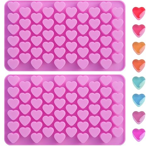 TELAIN Stampo in silicone per cioccolato, senza BPA, con certificazione FDA e LFGB, set da 4 pezzi, con motivi a cuore e animali, flessibile e facile da pulire, perfetto per dolci e dolci