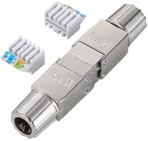 Greluma 1 Pieza Acoplador RJ45 CAT6A/CAT6E/CAT6/CAT5E/CAT5 sin herramientas, extensor de cable Ethernet blindado sin herramientas para cables de red CAT6