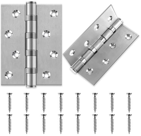 2 Stück Schwerlastscharnier, 100×75x2,3mm Edelstahl Scharniere Schwerlast, 4 Zoll Scharniere Klappbar, Scharnierband mit 16 Edelstahl Schrauben, Türscharniere für Tür, Fenster, Schrank, TierHaus