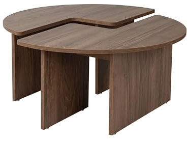 Élégante Table à café en Noyer, diamètre : 90 cm, Hauteur : 41 cm, 100% mélamine, épaisseur : 18 mm, élégante et Durable pour Les espaces de Vie Modernes
