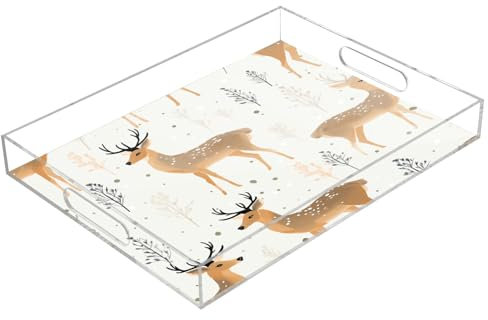Plateau de service rectangulaire en acrylique transparent avec poignées pour table basse, cuisine, salle de bain