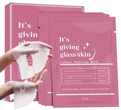 4pcs Glass Skin Collagen Mask, Korean Glass Skin Face Mask, Hydrating Face Mask For Firming & Moisturising, Anti Wrinkle Korean Skin Care Lifting Glowing, Reduce Fine Lines