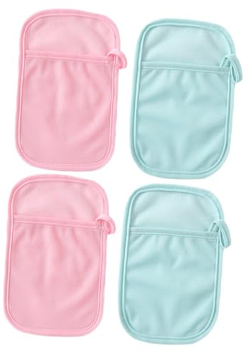Milisten 4 Stück Waschlappen Baumwolle mit Daumenring Sanftes Peeling Beidseitig Verwendbar für Babypflege und Reisewäsche Zufällige Farbe