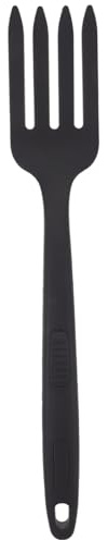 INOOMP Fourchette Cuisine Réutilisable Noire Grosse en Silicone Ergonomique Antiadhésive pour Pâtes et Salades Usage Quotidien
