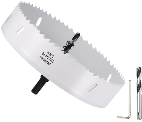 DTGN 6-1/2 Bi-Metal Hole Saw 165mm M42 HSS Hole Cutter for Metal White | Cutting Tool Good for Thick Stainless Steel/Alloy/Aluminium/Brass/Copper