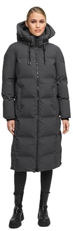 MARIKOO Damvinterkappa (XS-5XL) – quiltad, avtagbar huva, vindtät – N102, antracit, M