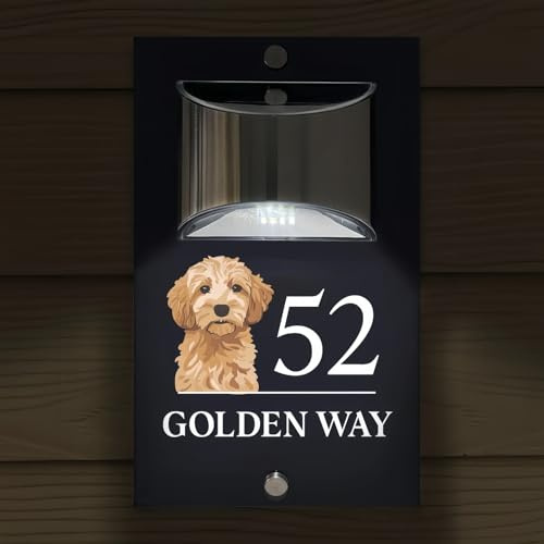 Letrero De Faro Personalizado Con Foto, Placa De Número De Puerta Con Luz Solar, Número De Dirección Iluminado Personalizado para Jardín/Patio(7 * 12.6inch)