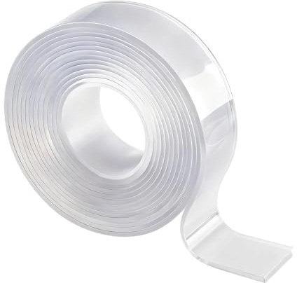 Zernavith Double Sided Tape,Clear Double-Self Adhesive Mounting Nano Tape | 1 Roll Reusable Removable Sticky Tape,20mm Wide,2mm Thickness,5M Long,for Home Office DIY Poster/Wall Hanging/Carpet,No Mark