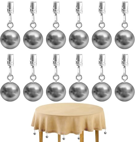 Générique Tischdeckenbeschwerer, 12 Stück, aus Edelstahl | Tischdeckenhalter für Garten mit Klammer – für den Außenbereich, Party, Esszimmer, Küche, Terrasse, Camping, Duschvorhänge, Picknick