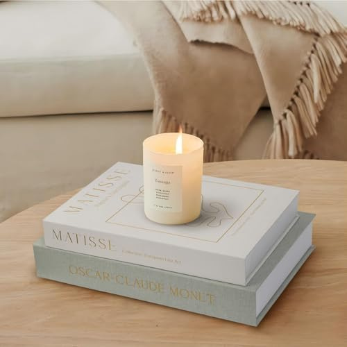 kroucoco Decorative Books - Set of 2 Fake/Faux Linen Storage Boxes Enhance Your Coffee Table, Bookshelf or Mantel Decor, Modern Home Decoration, Photo Storage and as a Keepsake Box (Sage＆beige)