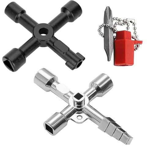 Juego de 2 llaves universales para ascensor 4 en 1 – llave triangular y cruz multifunción para cuadros de servicios, apertura de ascensor y contadores de agua, kit profesional de mantenimiento