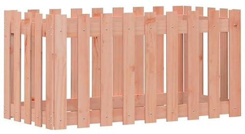 Aiuola rialzata in legno massiccio di Douglas (non trattato), 100 x 50 x 50 cm, design staccionato, durevole e naturale per la cura del giardino