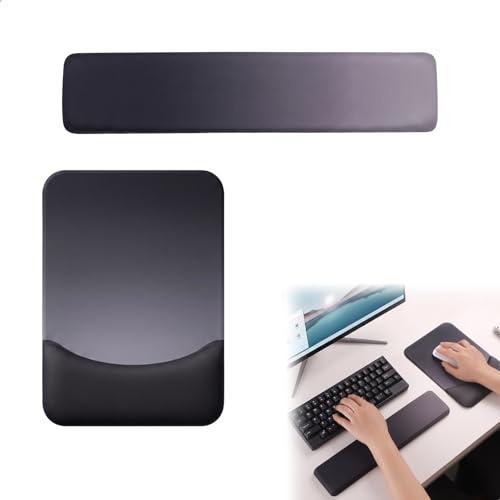 Handauflage Tastatur, Handballenauflage Set, Keyboard Wrist Rest mit Mauspad, Ergonomisches Mauspad aus Memory Schaum, Tastatur Handgelenkauflage für Büro Gaming, Schwarz