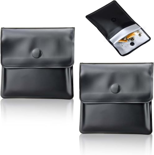Portable Pocket Ashtray 2-Pack – Fireproof & Smell-Proof Ash Pouch, Compact Reusable Litter Tray for Cigarettes, Travel Car Camping Outdoor Accessories