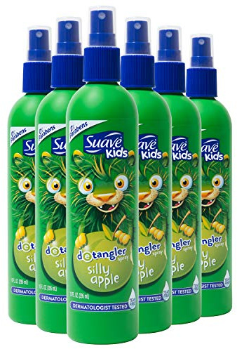 Suave Kids Detangler Spray For Tear-Free Styling Silly Apple Dermatologist-Tested Hair Detangler Formula, 10 Fl Oz (Pack of 6)