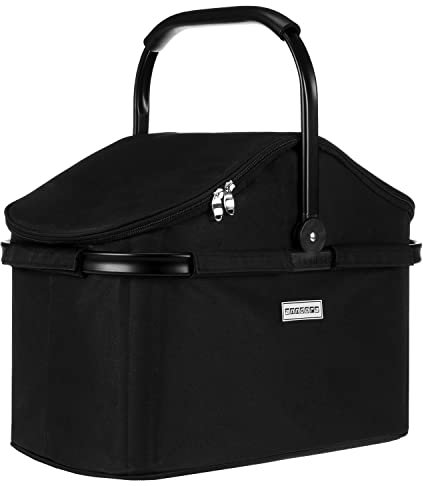 anndora Einkaufskorb 25 Liter ISO Picknick Kühlkorb - schwarz