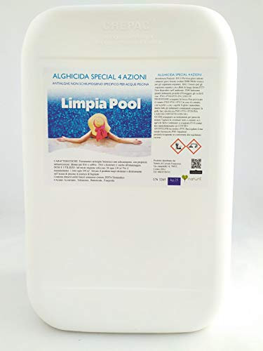 Naturìì 25 kg Antialghe Sistemico Alghicida 4 azioni Azzurrante, Schiarente, Battericida, Fungicida non Schiumogeno Mantenimento Piscina Made in Italy