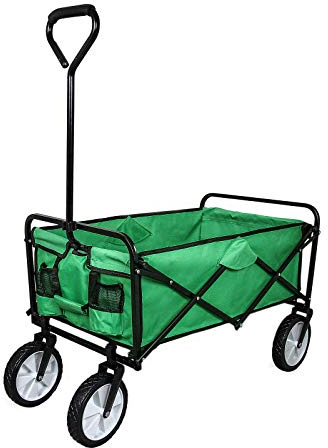 Heavy Duty Foldable Garden Trolley Folding Cart Wagon Truck Wheelbarrow Collapsible Beach Pull Along Festival Utility Camping