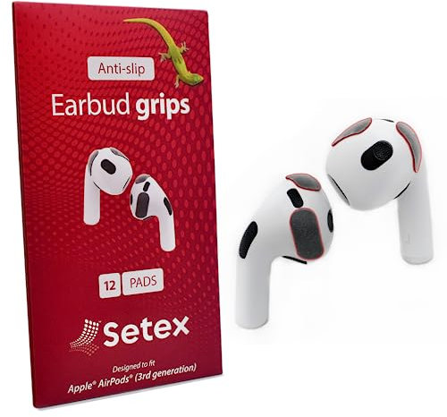 Setex Gecko Grip Almohadillas Antideslizantes diseñadas para Apple AirPods Gen 3 [Compatibles con el Estuche de Carga] Máximo Rendimiento antitranspirante (12 Almohadillas)