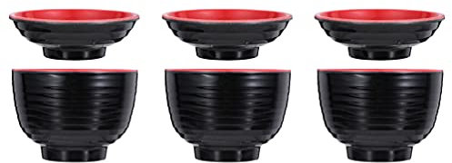 DOITOOL Lot de 3 bols à soupe style japonais Miso pour soupes et sauces - Noir - 9,7 cm - Idéal pour une utilisation en cuisine