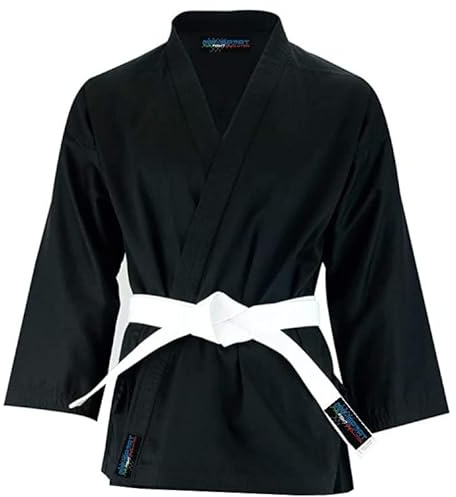 mmasport Kimono Karate in Bomull 230 g 8 oz Kampsportsdelare, Svart, 6 / 190 cm