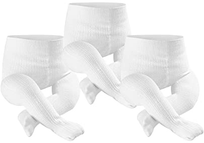 Petrass Baby Girls Cable Knitted Tights Infant Full-Footed Seamless Cotton Tights New-born Girls Seamless Leggings (Off-white 3 pack, 6-12 Months)