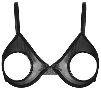 Choomomo Femme Brassière Sein Nue Bra Ouvert Transparent Soutien-Gorge Push up Bra Top Sexy Lingerie de Nuit Erotique Babydoll S-5XL Noir D 4XL