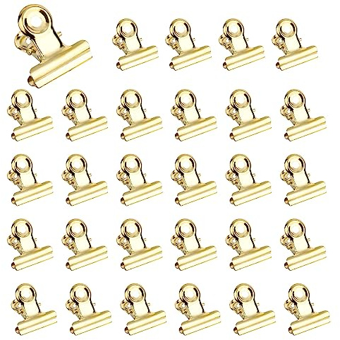 Liten bulldog pappersklämmor 60 st guld 22 mm, bindare, gyllene multifunktionsklämma