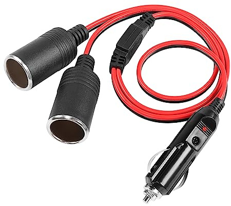 Car Cigarette Lighter Y Splitter Cable YACSEJAO 14AWG 2FT 12V/24V 1 to 2 Car Cigarette Lighter 2-Way Extension Cord