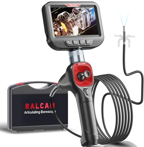 Cámara endoscópica Ralcam 6.2 mm - Cámara de inspección HD 720P de 4.3 pulgadas con giro de 360° y luz, 6 LEDs, impermeable IP67, cable semirrígido de 2 m, dirección