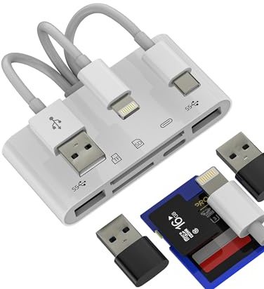 Lector de tarjetas USB TF SD Dongle de carga para Lightning USB C Hub Micro SD Cable de carga OTG Adaptador Multipuerto Estación de acoplamiento Cámara Memoria Flash Drive Mouse Teclado Convertidor