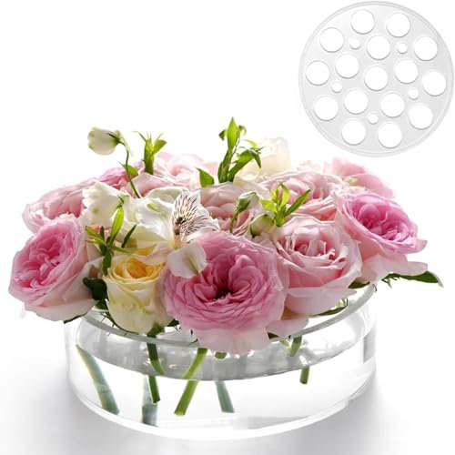 Blumenvase, Acryl Vase Blumenvasen mit 16+5 Löcher Vasen für Esstischdekoration Hochzeit Heimdekoration