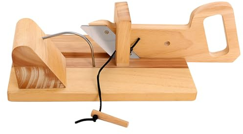 WooDerson korvskärare manuell, rostfritt stål gummiträ korvskärningsmaskin Food Slicer, köksguillotine för korv, skinka, gurka