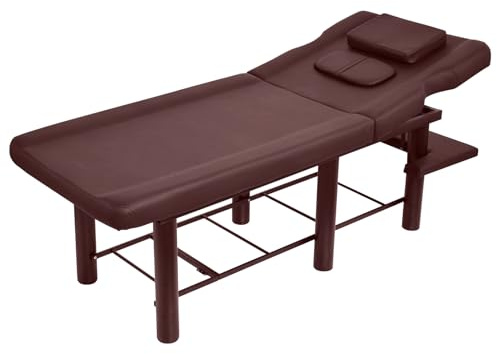 Générique Table de Massage Stationnaire, Table de Massage Robuste - Banc de Massage Lit à la Cire,Table d'esthéticienne à Cadre métallique avec Repos au Dos réglable pour Le Spa de Coiffure