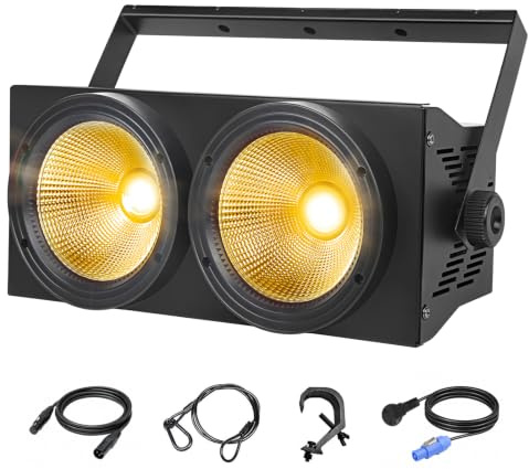 Projecteur de scène à LED Blinder 200 W, éclairage de scène à LED blanc chaud à 2 yeux, contrôle DMX, stroboscope COB à activation sonore pour théâtre, église, événements DJ