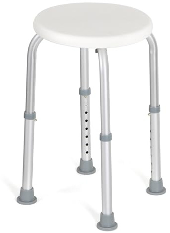 Panana Round Adjustable Shower Stool, 7-Position Height Aluminium Bath Seat with Anti-Slip Tech for Elderly, Mobility Support & Post-Surgery Recovery