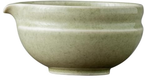 EHJRE Cuenco para Matcha Cuenco de Té Japonés Chawan de Cerámica Taza para Té Verde para Mezclar Matcha con Especial para Verter Sin Goteo, Matcha Verde, Individual