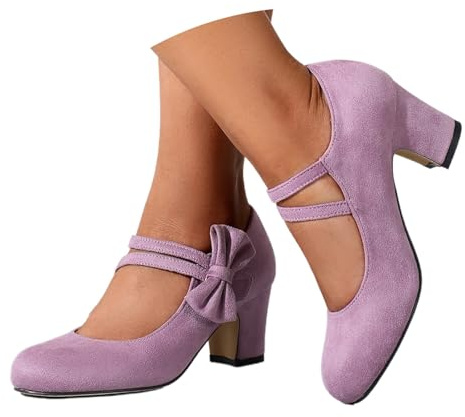 Nuqqichongtian Pumps, scarpe da donna con tacco largo, con tacco alto, eleganti scarpe da sposa, per feste, da infilare, con tacco alto