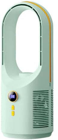 Ventilador De Sobremesa Sin Aspas Con Luz Nocturna, Ventilador Silencioso Sin Aspas Recargable Por USB, Circulador De 1800 MAh Y 5 Velocidades Ajustables Para Viajes, Acampada, Coche, Autocaravana