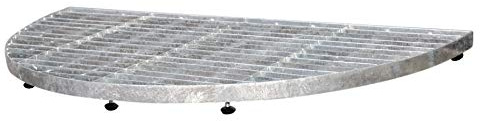HOME IT® Halbrunde Gittermatte 40x80 cm | Verzinkter Stahl | Mit 6 Verstellfüßen | Schmutzfang vor Außentüren & Terrassen | Robuster Trittrost für den Außenbereich, Verzinkt