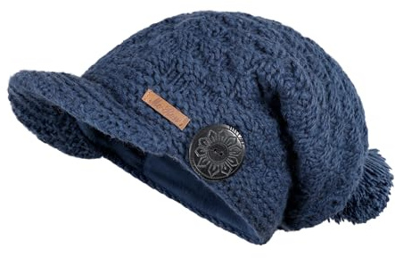 McRon Damen Gefütterte Beanie Wollmütze mit Bommel Mika