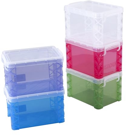 Super Stacker 10 x 15 cm indexkorthållare, endast 1 låda, blandade färger, färgen kan variera, flashkort och anteckningskort förvaring organiseringsbehållare för lärare och studier