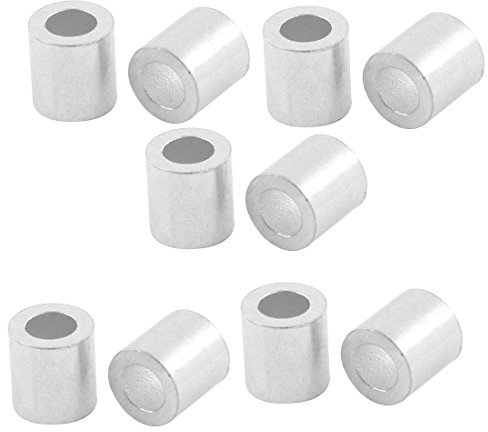 sourcing map 10 Stück Aluminium Kabel Haltestellen Hülsen für 4mm Drahtseil Press Klemmer