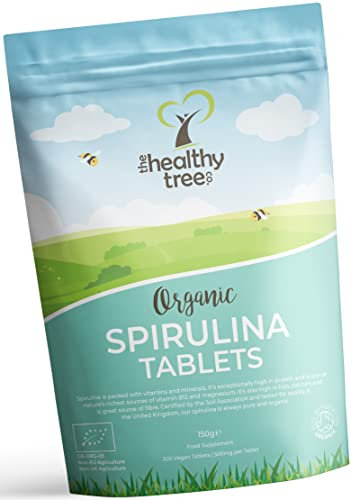 Organic Spirulina Tablets by TheHealthyTree Company - Vegan, High in Vitamin B12, Protein, Magnesium, Iron and Calcium - UK Certified Pure Spirulina, 300 x 500mg (150g)