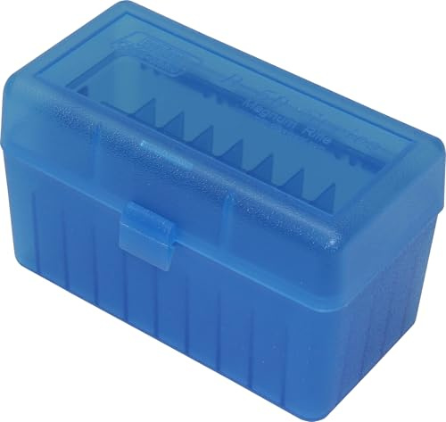MTM RLLD-50 Boite à Munitions Bleu Transparent Boite de Rangement pour 50 Cartouches Carabine